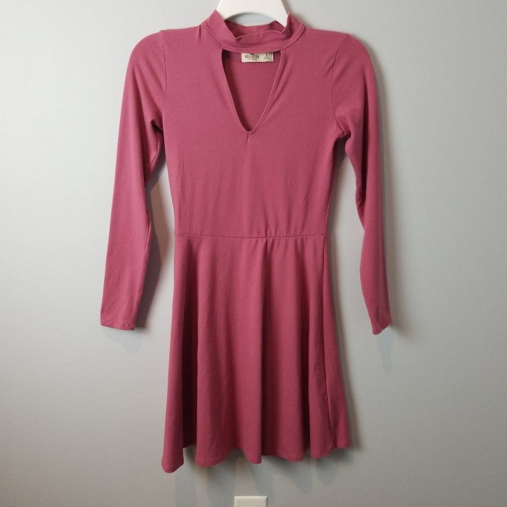 Hollister Mauve Pink choker skater dress S